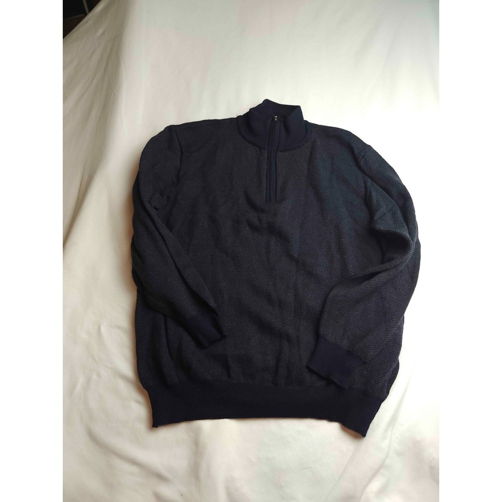 Vintage 90s Hathaway Platinum Sweater Mens L Blue Merino Wool Classic Golf Italy